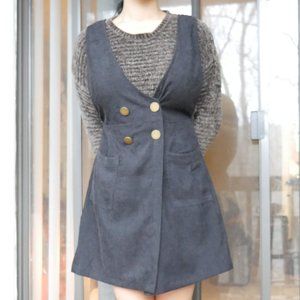 Suede Double Breasted Overall Skirt